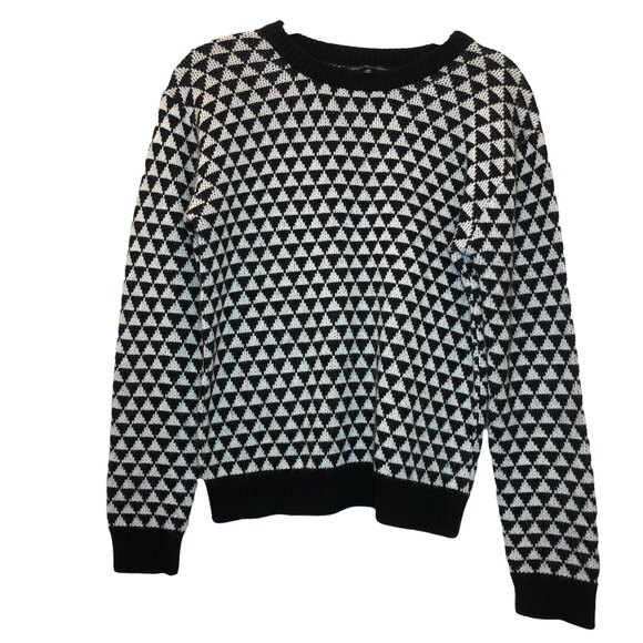 W118 by Walter Baker Black White Geometric Triangle Sweater Women’s Medium - Picture 2 of 7
